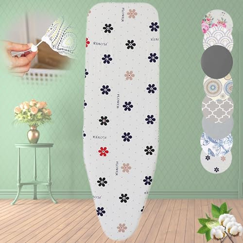Heavy Duty Ironing Board Cover 128x40cm, Padded Replacement with Drawstring, Fits Standard Ironing Tables - Plum Blossom Color, Durable & Easy to Use