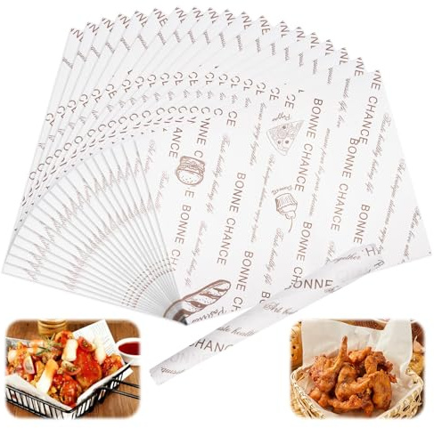 100 Blatt Deli Papierblätter 38x28cm Käsepapier Wachspapier, Wrappapier | Pommes Papier, Fettdichtes Papier, Butterpapier, Brotpapier, Lebensmittelpapier für Burger, Butterbrot, Käse, Kuchen