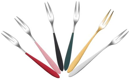 CHICAMPERA 6 piezas Tenedores de Postre Inoxidable Resistentes y Elegantes para Frutas Ensaladas y Pasteles Aptos para Cafeterías Bares y Fiestas