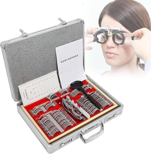 Optical Trial Lens Set Optical Trial Lens Frame 104 Pieces of Trial Lenses, Professional Optometry Equipment, s, Ophthalmic Vision Test Lenses, Suitable for Detecting Myopia, Hyperopia, Etc.