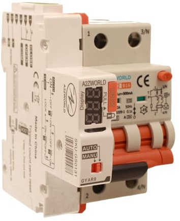 Interruttore Magnetotermico Differenziale Con Riarmo Automatico, RCBO Tipo A Curva B, Idn 300mA / 0.3A, In 32A, 2P Veri 6kA, 3 Moduli, con 3 Tentativi di Riarmo (10s/60s/300s)