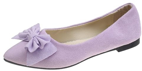 Damskor eleganta med klack – balettskor för damer, ventilerande bollskor, enfärgade fritidsskor, bekväma moderiktiga slip-skor, stora storlekar, dansskor, sommarskor, Het rosa, 41 EU