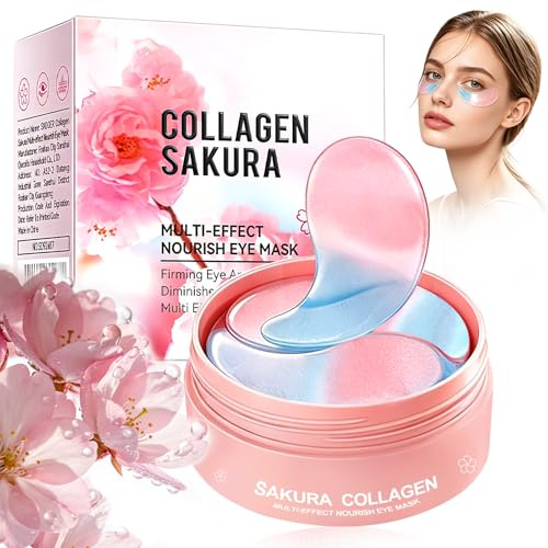 30 Paires Collagène Masque Yeux, Patch Yeux Anti Cernes, Soin Contour Des Yeux à la Fleur de Cerisier, Anti Poches Anti Cernes, Pour Regard Fatigué Et Soins Maison