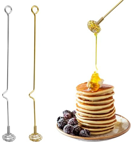 2 Piezas Palos de Miel de Inoxidable, Cucharas de Café, para Miel Jarabe y Líquidos Viscosos de Agitadores para Bebidas y Postres