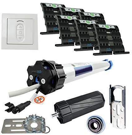 Nachrüstset zum Modernisieren von Gurt/Kurbel auf Becker Rollladenmotor R20-17-C01 (bis 8,7m²) inkl. 6 St. SecuBlock + Centronic EasyControl EC411 + Fertigkastenlager + Gegenlagerset SW60