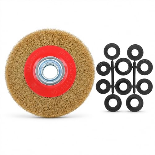 TopHomer 150mm Stahldrahtbürste Rund | 0,3mm Drahtstärke | Für Schleifbock, Winkelschleifer | Entrosten, Entgraten