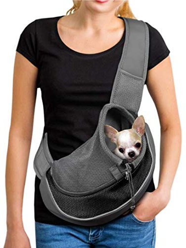 Tragbar Kleine Haustier Hunde Katzen Welpen Umhängetasche Reise Träger Schulter Beutel Atmungsaktiv Mesh Transporttasche Klein Hunde Katze Sling Pet Tragetuch Rucksack Pet Bag, L 2-4kg