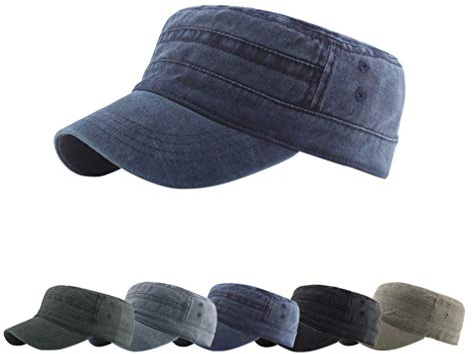 Yutdeng Cappello Uomo con Visiera Piatta Unisex Militare Hat Cotone Classico Flat Top Traspirante Regolabile Cappellini da Baseball Trucker cap'