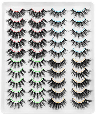 DYSILK Pestañas Postizas Fake Eyelashes - Extensiones de Pestañas 20 Pares 6D Pestañas Postizas Naturales Hecho a Mano Wispy Reutilizable Pestañas | 4 Estilos Mixtos 10mm-20mm