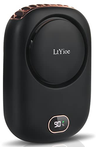LtYioe Handheld Mini Fan - Rechargeable Personal Eyelash Fan With Strong Airflow, LED Smart Display, 3 Speed for Desk, Home, Travel, Office, Outdoor (Black)