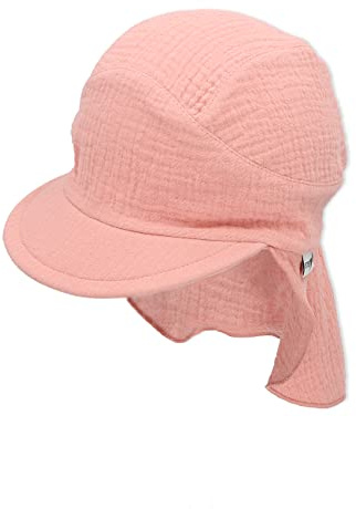 Sterntaler Mädchen Schirmmütze mit Nackenschutz Musselin Sonnenhut, zartrosa, 49
