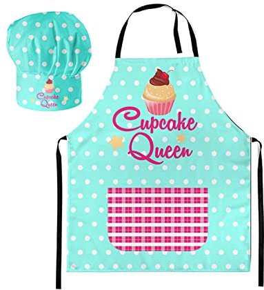 Ferocity Set Cappello da Cuoco e Grembiule Regolabile per i Bambini con Accessori da Cucina con Il Testo Desiderato [099]