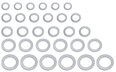 30 Paar Sicherungsscheiben Sortiment Kit Schüttelfeste Keilsicherungsscheiben Unterlegscheiben aus Manganstahl M8/M10/M12/M16/M20