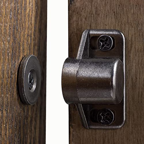 Keenkee 4 Pack Magnetic Cabinet Door Catch with Neodymium Magnet Cabinet Latch Magnetic Closure Hardware for Kitchen Cupboard and Closet Door Closing, Black Tone Gun Metal