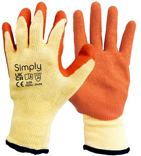 Simply Unisex Lwg003 Thread Latex Handschuhe, Gelb & Orange, XL UK
