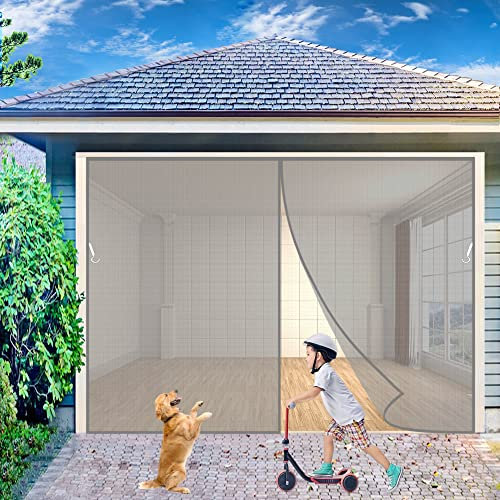 Magnet Fliegengitter Tür, 270x260 cm Magnetvorhang Fliegennetz Moskitonetz, Insektenschutz Tür für Balkontür Kellertür Wohnzimmer Fliegenschutz ohne Bohren, Grau P