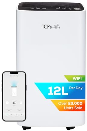 TCP Smart Dehumidifier 12L/Day, WiFi & App Control, HEPA Filter, 2L Tank, Removes Damp, Mould & Condensation, Works with Alexa & Google Home, 3 Modes, Continuous Drain, Smart Compressor