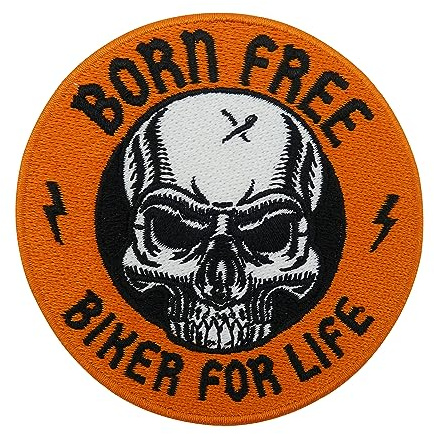 Finally Home Patch zum Aufbügeln - Biker for Life | Motorrad Kutte Patches, Born Free Totenkopf Aufbügler, Motorcycle Rückenpatch, Aufnäher für Weste