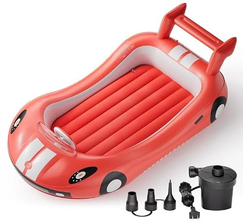 QPAU Cama inflable para niños, colchón inflable de viaje con lados para niños pequeños, cama de viaje portátil con colchón inflable para niños, perfecto para acampar, viajes, hotel o