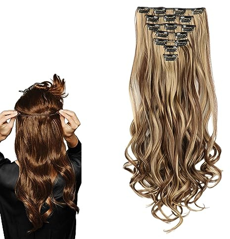 prinfantasy Clip in Extensions Echthaar Natur Extensions Human Hair Tressen Standard Weft Haarverlängerung Echthaar, MW084