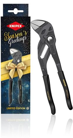 KNIPEX 86 01 180 XMAS - Chiave a pinza in edizione limitata, 180 mm, pinze e chiavi inglesi, chiavi regolabili, manico nero e stampa oro