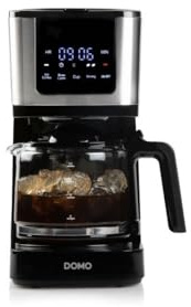 DOMO DO733K Kaffeemaschine mit Eiskaffeefunktion - Inkl. Reisebecher - Mit Gefäßerkennung - Warmhaltefunktion - Bedienfeld mit Touch-Tasten und LED-Display - 1,25 L - 900 W - Schwarz