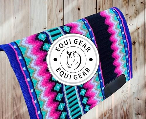EQUIGEAR Western Show Horse Satteldecke aus neuseeländischer Wolle, Western-Design, handgefertigte Satteldecke, Wollpolster, Sensor Flex (Anpassung möglich), WK05 (34x38)