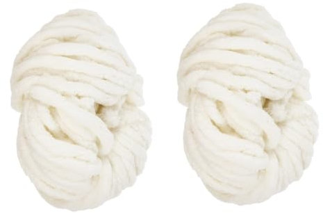 Wollgarn, 2 Stück, einsträngiges grobes Wollgarn, Jumbo-Garn, Jumbo-Chenille-Garn, Decken, gestrickte Überwurfdecken, Strickwolle, Deckengarn, Weiß