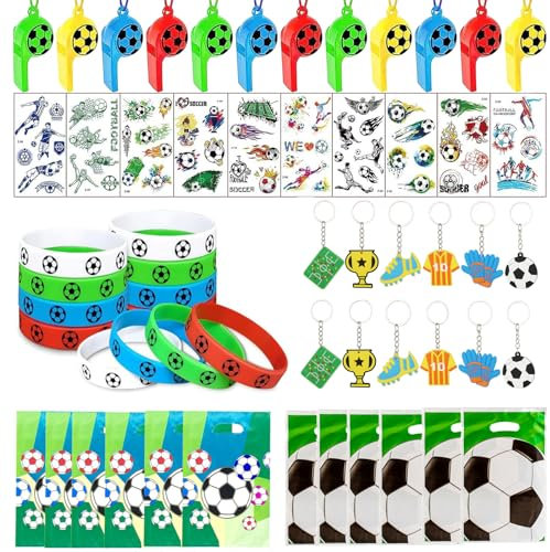 Yhjxly Fußball Geburtstag Mitgebsel Kindergeburtstag,66 Pcs Fußball Geburtstag Deko,Fussball Party Dekoration,Fußball Mitgebsel,Fussball Silikonarmband,fußball geburtstag deko für Jungen Mädchen