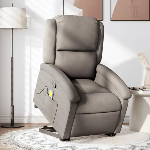 Homgoday Massagesessel Relaxsessel Fernsehsessel mit Liegefunktion Liegesessel Ruhesessel Sessel Verstellbare Rückenlehne TV Sessel, für Wohnzimmer Taupe Stoff