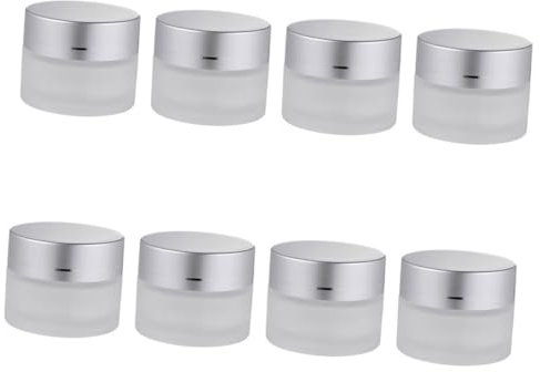 MAGICLULU Lot de 8 Pots de Crème pour Les Mains Rechargeables de 5 G Bouteilles en Verre de Voyage avec Joint en Pe pour Le Stockage Des Cosmétiques Petit Pot de Crème pour pour Le Visage Et
