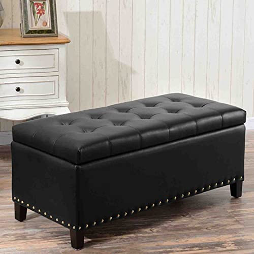 Ottomane Hocker Hocker Home Aufbewahrungsbank Pu-Leder Schlafzimmer Wohnzimmer Dekor Kleidung Schuhaufbewahrung Ecksofa Einheit Fußhocker/Schwarz / 80 * 40 * 43Cm