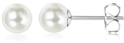 Titan örhängen allergivänliga pärlörhängen kvinnor flickor G23 titan stiftörhängen pärlor stiftörhängen 4/5/6/7/8 mm, Titan, Ingen ädelsten