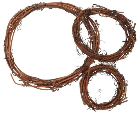 3St Rattan-Ringdekoration Weihnachtstürkranz Kränze vor der Haustür Weidenkranzbasis Osterdekoration blumenkorb Weihnachtsdekorationen Kranzkreis aus Rattan Kranz Zubehör Eisen CORHAD