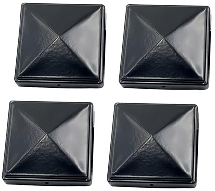 Gift2u 4PCS Fence Post Caps (Actual 4x 4), Metal Pyramid Post Caps Cover, Wood Fence Post Caps, Surface Painting Anti-Rust, Easy to Install for Fence Wood Post of Decks or Corridors