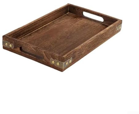Eawfgtuw Bandejas de madera para servir con asa, bandejas de madera antideslizantes rectangulares, bandejas de servir para fiestas, bandejas multiusos perfectas para alimentos, té, café, bebida