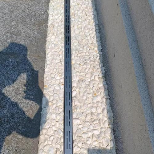 Kit de drenaje francés de 1m/3.3ft de largo para canalones,zanja de drenaje estrecha para patio trasero,desviador de canal de drenaje pluvial para decoración de patio,rejilla de agua(Size:3×5×100cm)