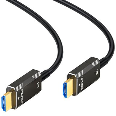 LAN-SAINTKAY Cavo HDMI 2.1 in fibra ottica 8K 4K, 30,5 m, ad alta velocità, 48 Gbps, supporta 8K @60Hz 4K @120Hz lungo cavo HDMI ottico attivo con HDR/eARC/HDCP dinamico, per PS5 PS4 Desktop Monitor