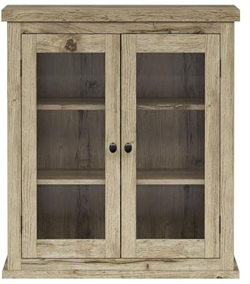 Teamson Home Donovan Removable Two-Door Wall Cabinet with Adjustable Shelves, Light Oak