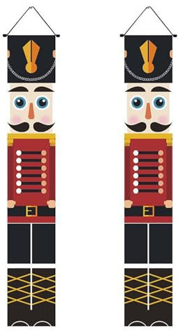 Nussknacker Couplet – Nussknacker Banner, Weihnachts-Banner, Verandaschild, Weihnachtstürschild | Manueller Nussknacker mit Präzisionsriss, Nussknacker Banner für Mu Dekoration
