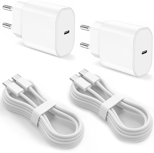 USB C Ladegerät mit 1,5m USB C Kabel (2er-Pack) - Ladekabel USB C Schnellladegerät Netzteil Kompatibel für IPhone 17 Air/16 Pro Max/15 Plus/16e, 20W Handy Charger Power Adapter mit IPAD Pro 10/11/A16
