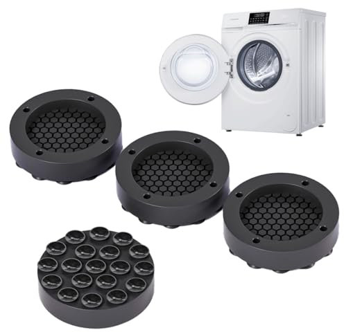 ZEPIQOR 4 Pièces Noir Tapis Anti-vibration pour Machine à Laver, Antibruit Pied Machine a Laver avec Patin Caoutchouc, pour Machines à Laver, Sèche-Linge, Meubles, Patins Anti Vibration Lave Linge