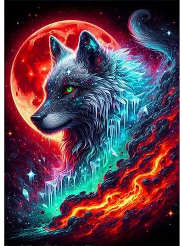 TOSTOG Diamond Painting für Erwachsene Anfänger,Diamant Painting Kits Full Drill Bilder Wolf 5D DIY Diamant Malerei Set 30x40cm für Wanddekor