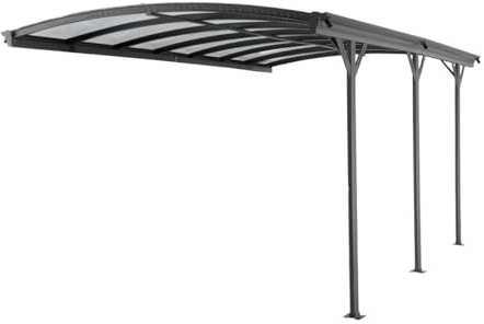 Vente-unique - Erweiterung für Carport Pergola aus Aluminium ‚Äì 1 Auto ‚Äì L 505 x H 239 cm ‚Äì 15,15 m² ‚Äì Grau Anthrazit ‚Äì Baresa