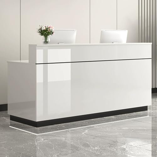 YUGXTH Empfangstheke, Moderner Empfangstresen, Rezeptionstheke mit Abschließbarer Schublade, Stehender Kassentisch für Das Büro Eines Schönheitssalons(Nero,100cm/39.3in)
