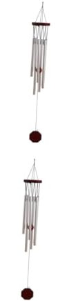 Milisten 2 Pièces carillons éoliens Multi-Tubes Ballon Solaire Cloches Trousse de Carillon Turbine Moulin Home Decoration Room Decoration Pendentif Carillon girouette de ménage Bois Silver