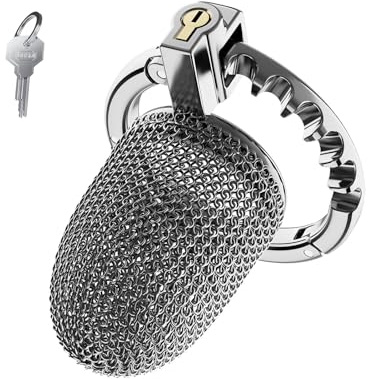 Verstellbare Peniskäfige Sind in 7 Größen Erhältlich Atmungsaktiver Netz Keuschheitskäfig aus Rostfreiem Stahl Sexspielzeug Chastity Cage mit Schloss zum Zurückhalten des Penis des Mannes (S)