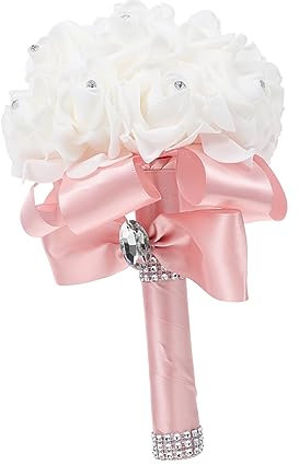 MAGICLULU Bouquet Da Sposa Artificiale Bouquet Da Sposa Finto in Schiuma Per Matrimoni e Feste