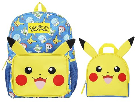 Pokemon Pikachu 2-teiliges Kinderrucksack- und Lunchbox-Set für Schule und Reisen, 40,6 cm