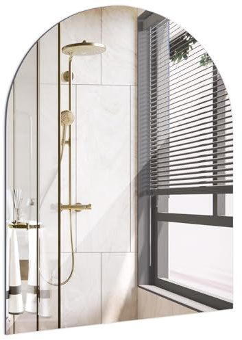 ROYUEXT Specchio ad arco autoadesivo per bagno, 40 x 30 cm, senza cornice, immagine HD, specchio decorativo da parete per soggiorno, bagno degli ospiti, camera da letto, fai da te